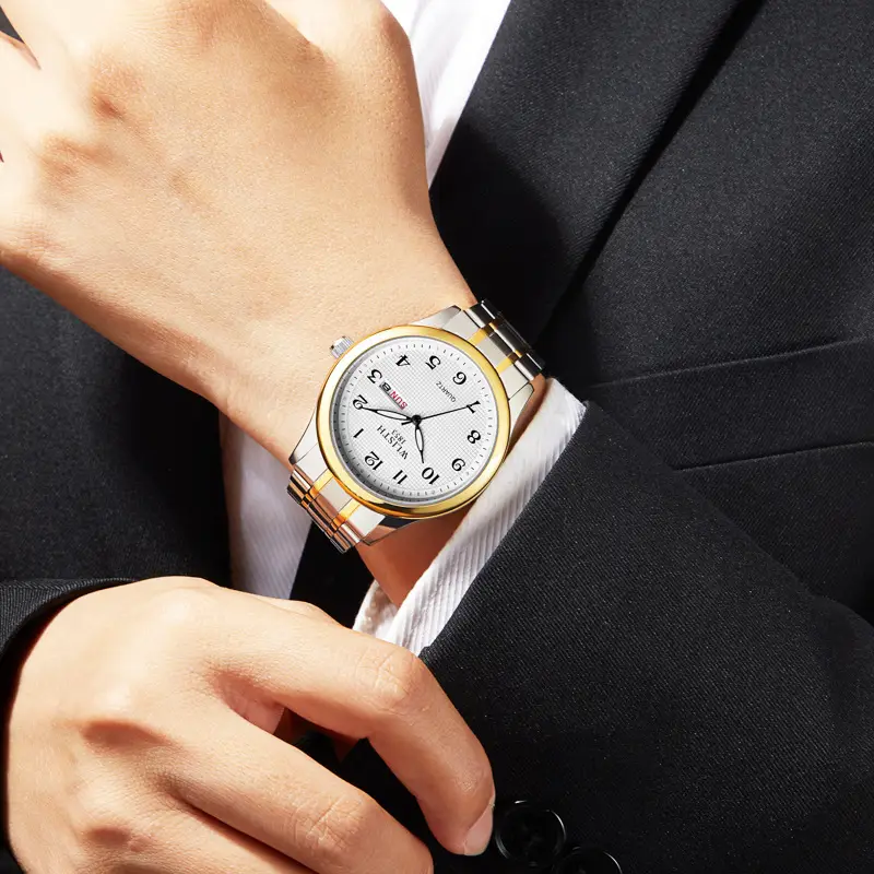Men's Gold & Silver Quartz Watch with Double Calendar - Image 6