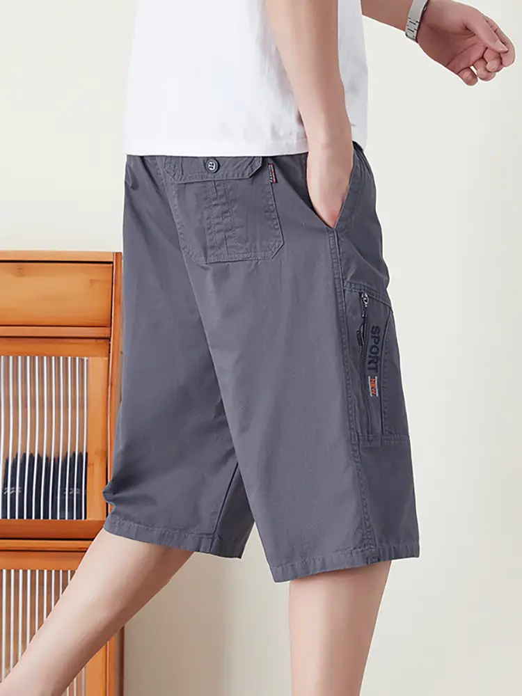 Men Cotton Crop Shorts Grey Casual Summer Wear
