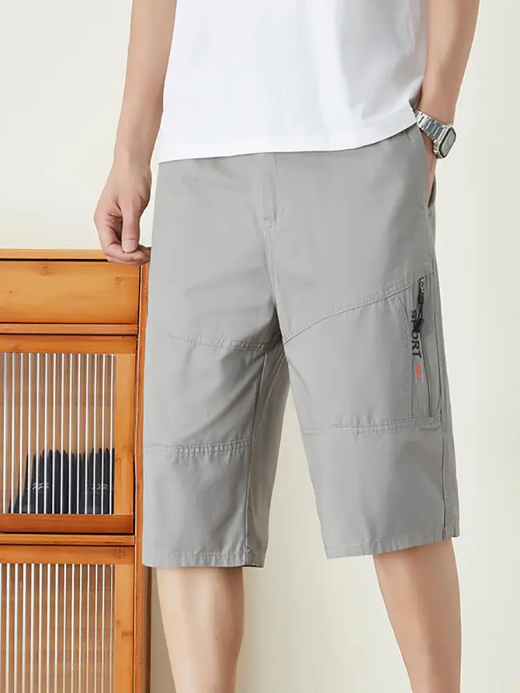 Men Cotton Crop Shorts Grey Casual Summer Wear