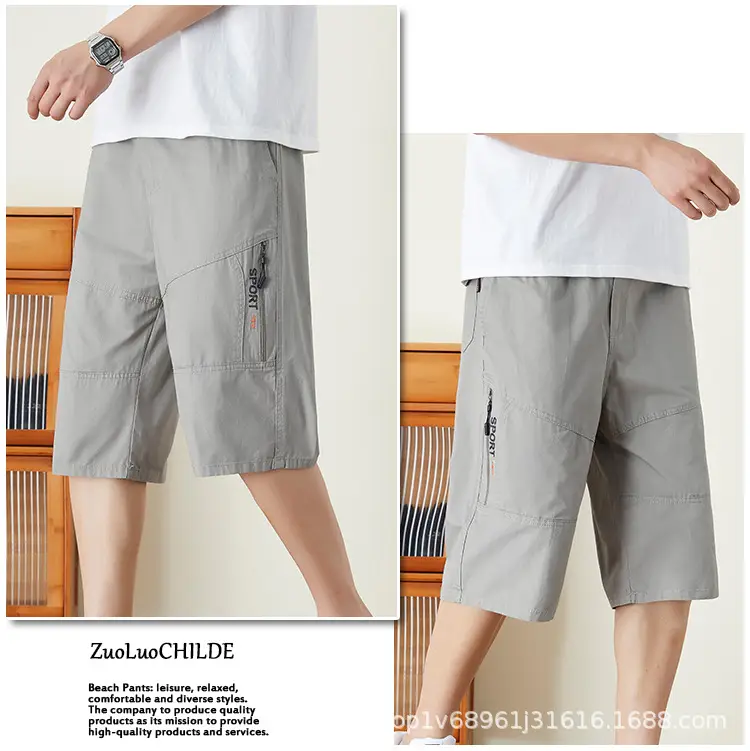 Men Cotton Crop Shorts Grey Casual Summer Wear — feature 11