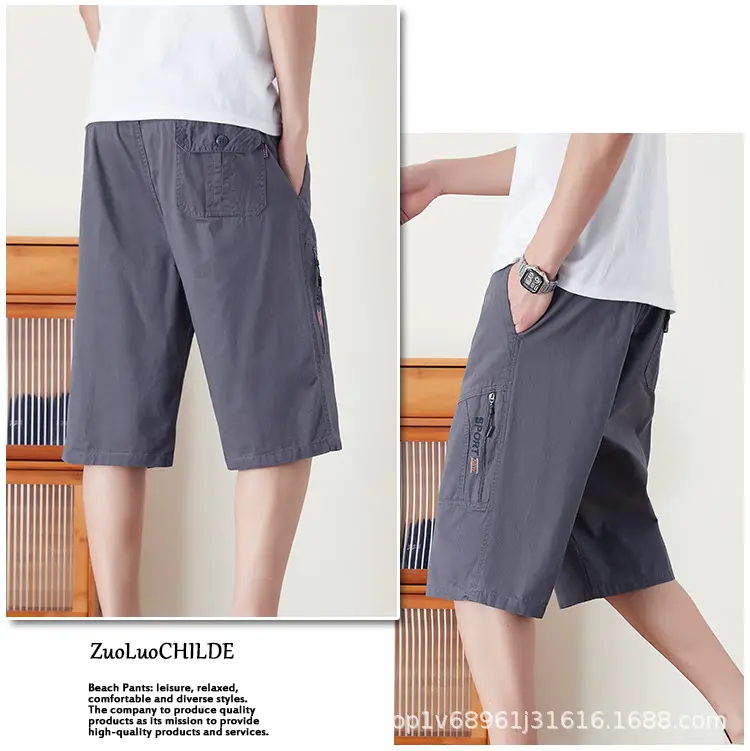 Men Cotton Crop Shorts Grey Casual Summer Wear — feature 9