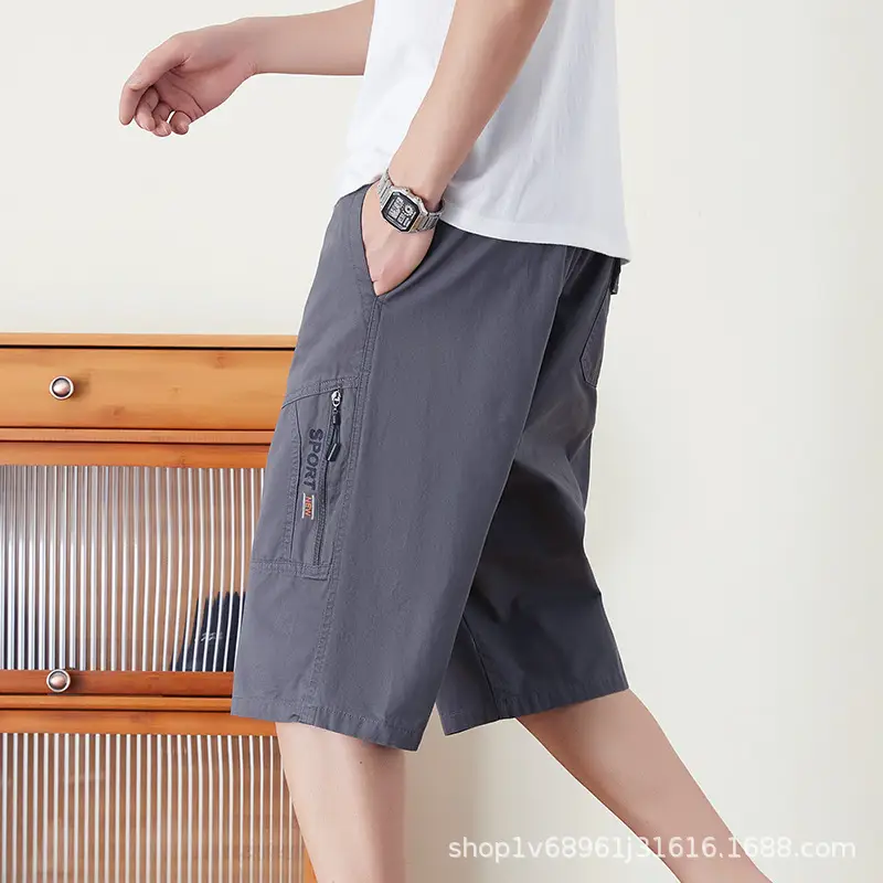 Men Cotton Crop Shorts Grey Casual Summer Wear
