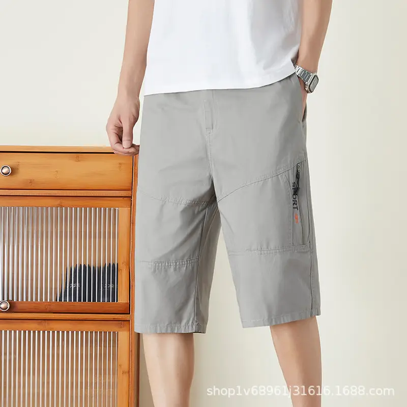 Men Cotton Crop Shorts Grey Casual Summer Wear