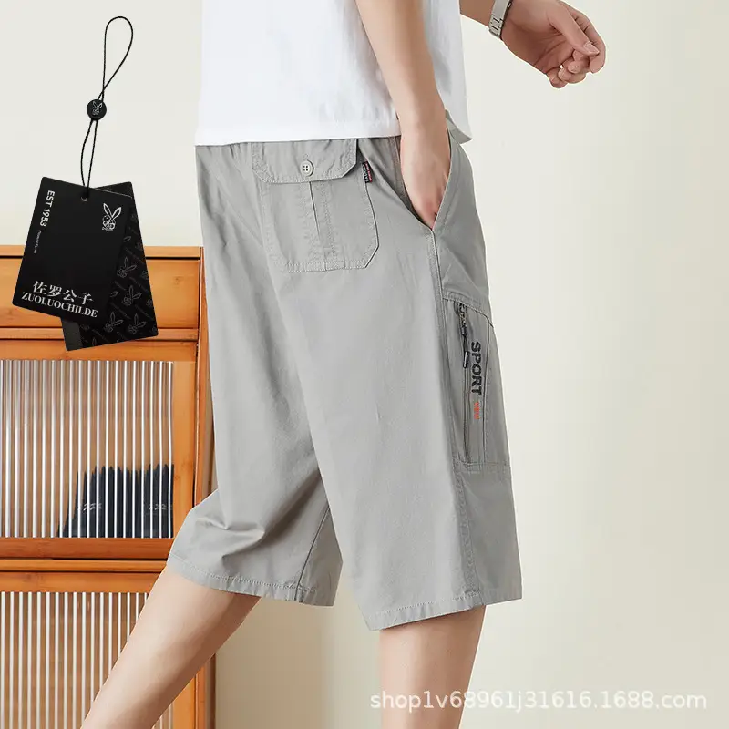 Men Cotton Crop Shorts Grey Casual Summer Wear