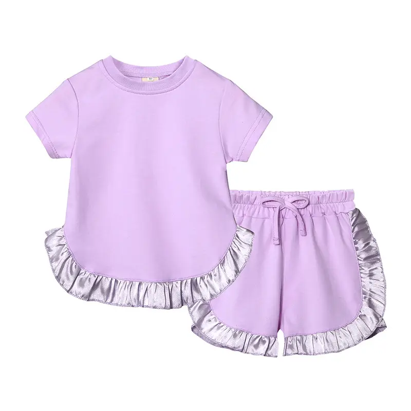 2025 Summer Girls' Grey Lace Shorts Set - Image 8