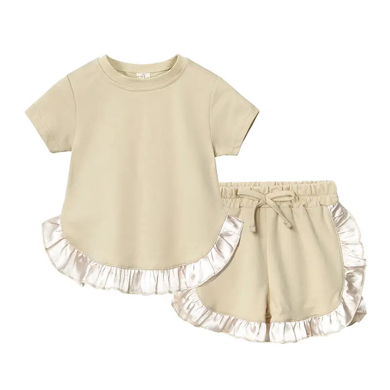 2025 Summer Girls' Grey Lace Shorts Set - Image 9