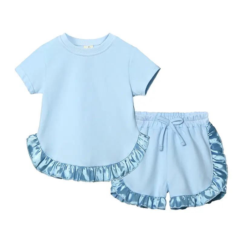 2025 Summer Girls' Grey Lace Shorts Set - Image 11