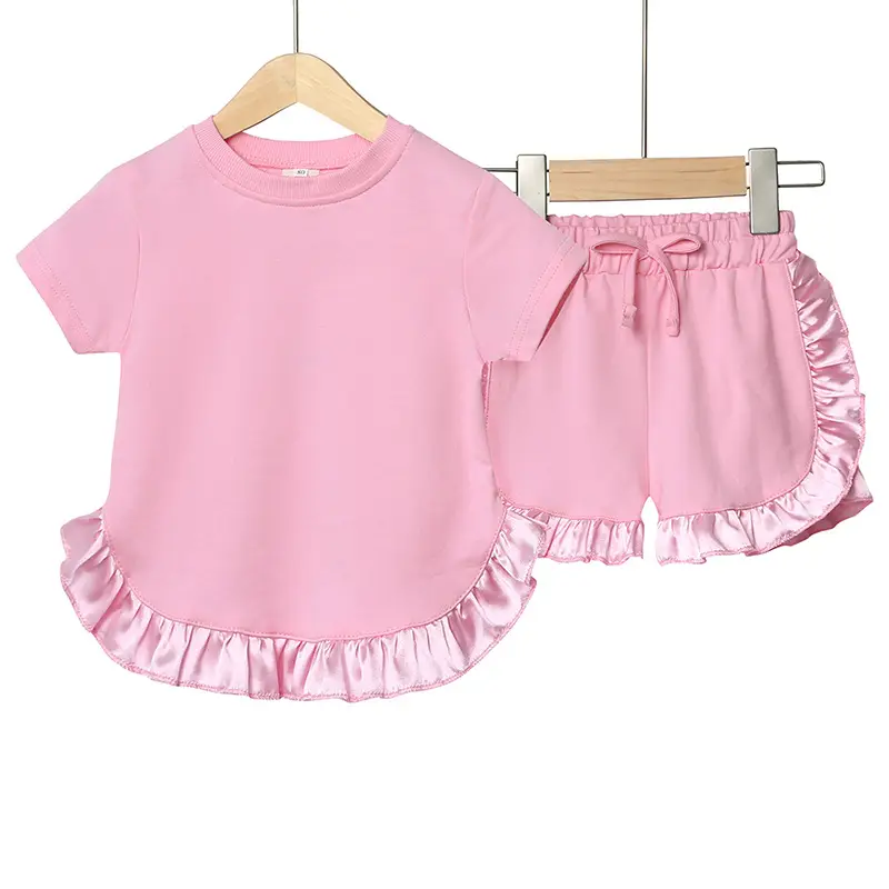 2025 Summer Girls' Grey Lace Shorts Set - Image 3