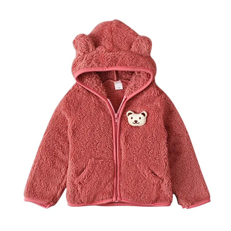 Bear Hooded Zipper Jacket for Kids Pink - Image 2
