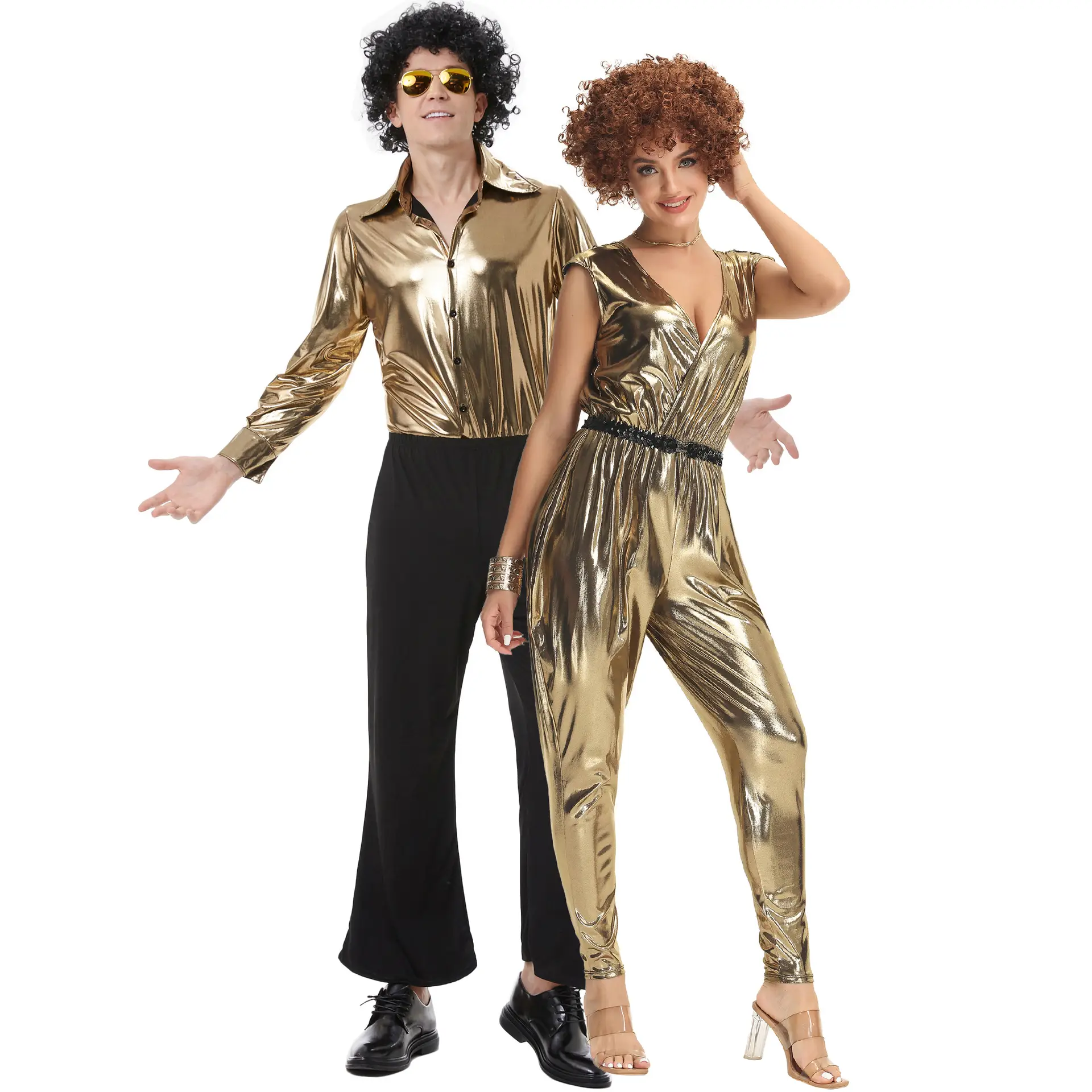 Gold Metallic Disco Jumpsuit for Women M-XL - Image 4