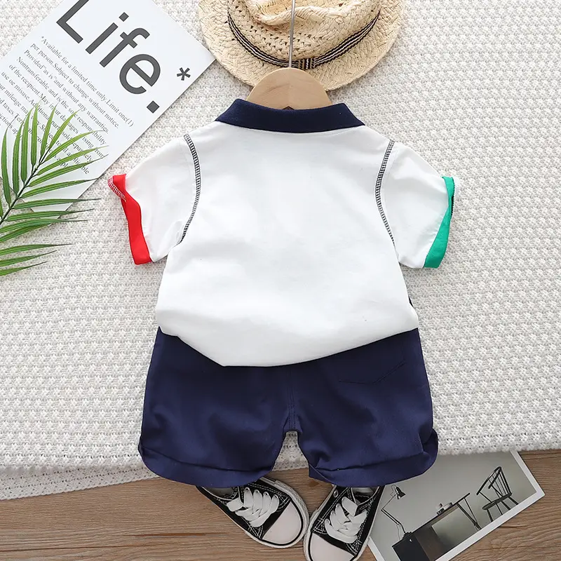 Boys Striped POIO Shirt Set Dolphin Summer Short Sleeve 2023