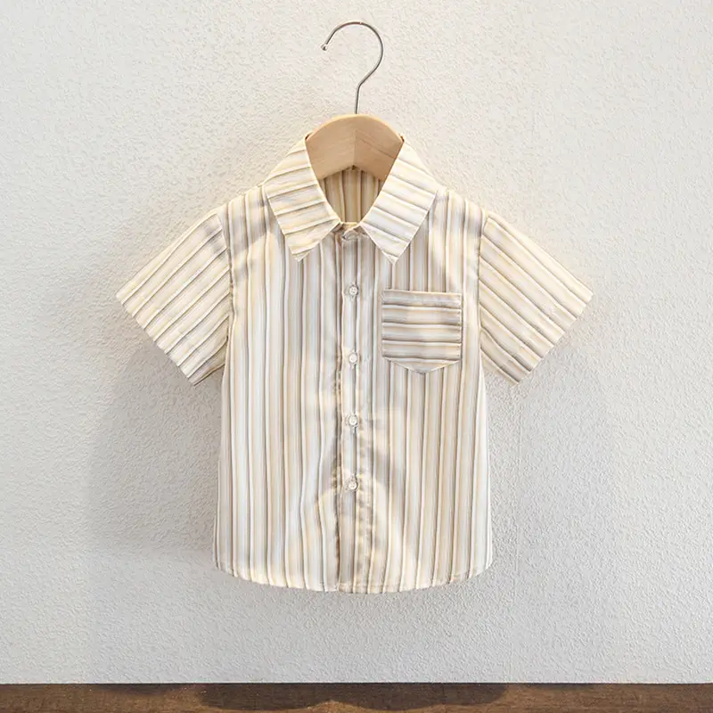 Children's British Style Shorts Suit Brown Short Sleeve Top with Bow - Image 9