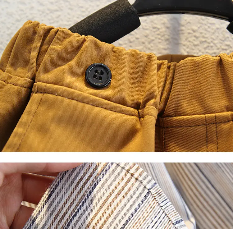Children's British Style Shorts Suit Brown Short Sleeve Top with Bow — feature 14