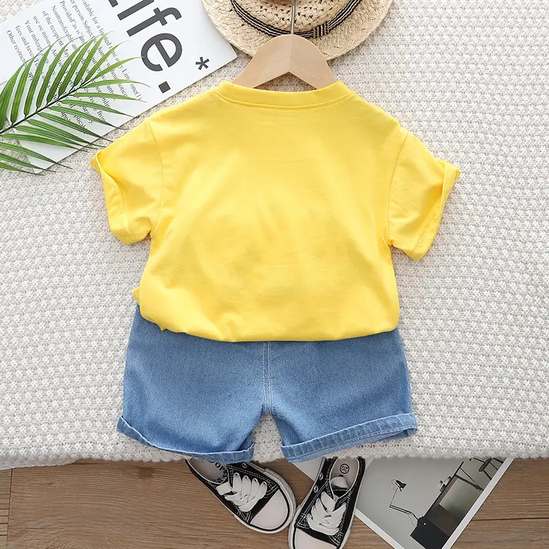 2023 Kids Monster T-Shirt Shorts Set Green Blue - Image 7