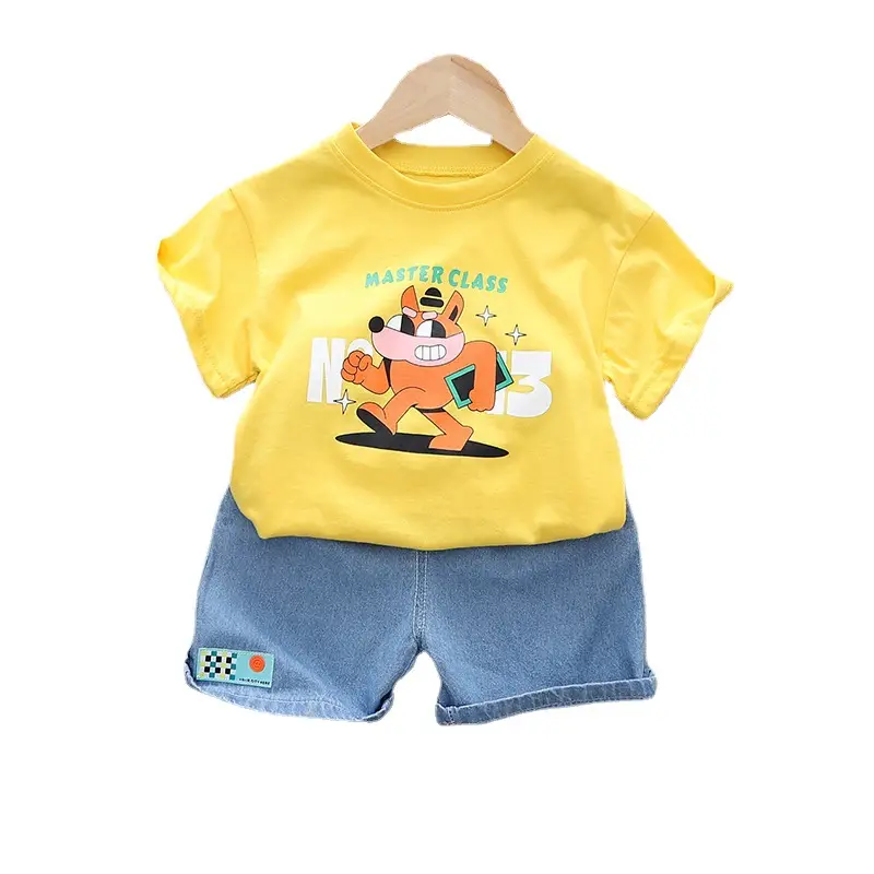 2023 Kids Monster T-Shirt Shorts Set Green Blue - Image 8