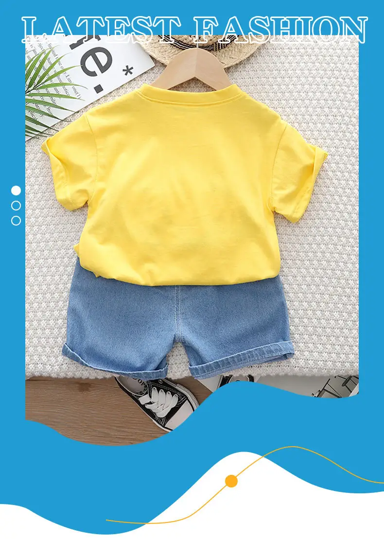 2023 Kids Monster T-Shirt Shorts Set Green Blue — feature 1