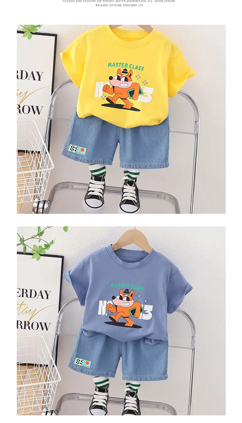 2023 Kids Monster T-Shirt Shorts Set Green Blue — feature 7