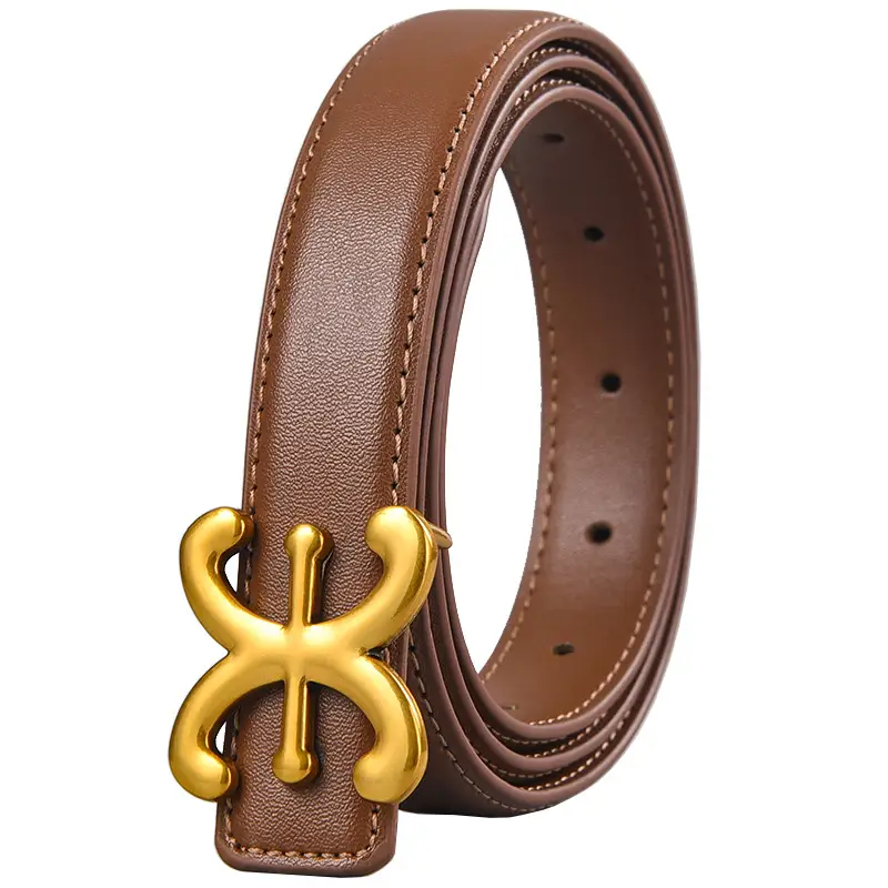 Black Gold Logo Women's Leather Belt - Image 11