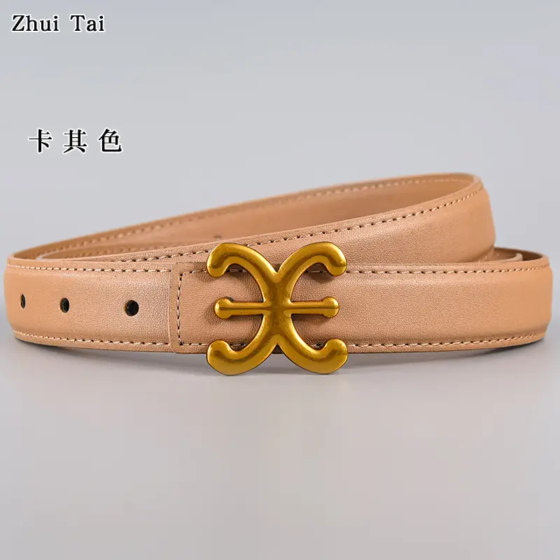 Black Gold Logo Women's Leather Belt β feature 13