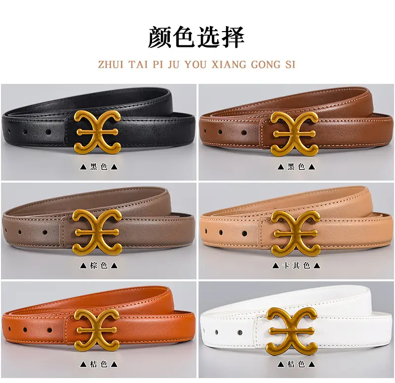 Black Gold Logo Women's Leather Belt β feature 8