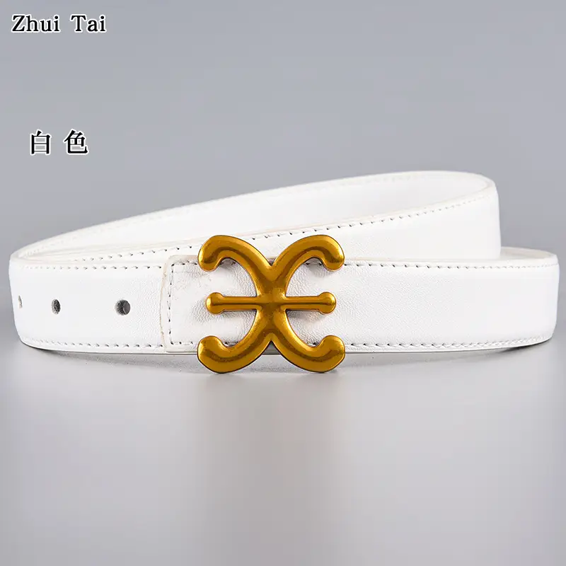 Black Gold Logo Women's Leather Belt β feature 9