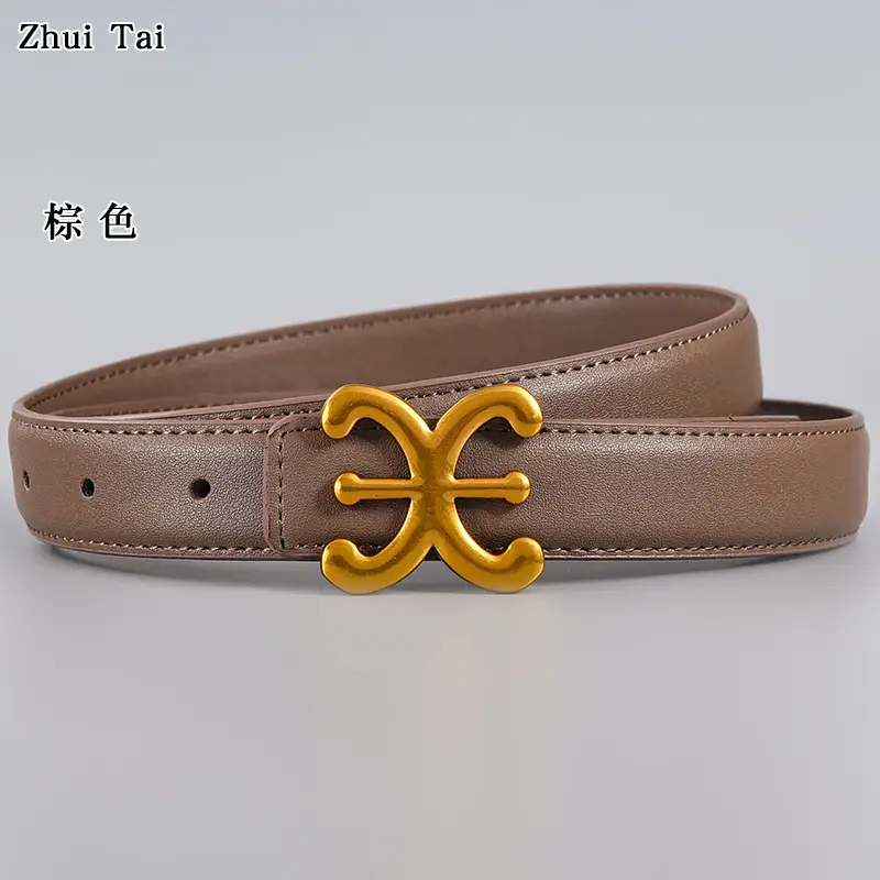 Black Gold Logo Women's Leather Belt - Image 6