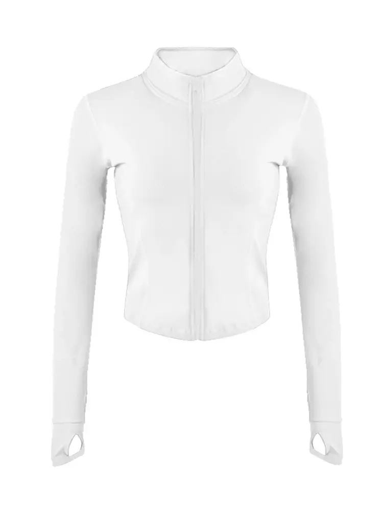 New Stand-Up Collar Zipper Yoga Jacket Green Slim Fit - Image 3
