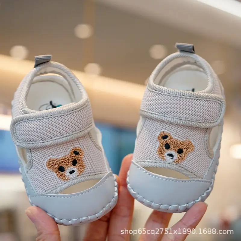 Baby Sandals White Teddy Bear Soft Sole Toddler
