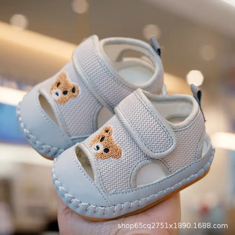 Baby Sandals White Teddy Bear Soft Sole Toddler