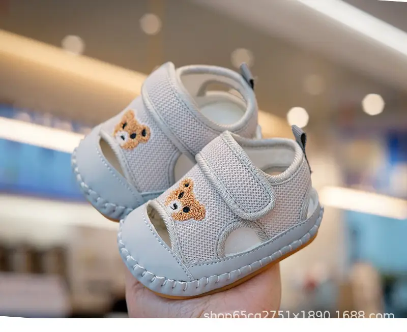 Baby Sandals White Teddy Bear Soft Sole Toddler — feature 7