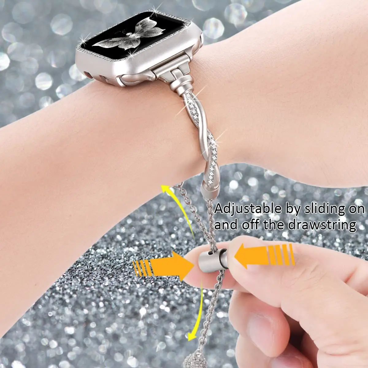 Stainless Steel Butterfly Watch Strap for Women — feature 13
