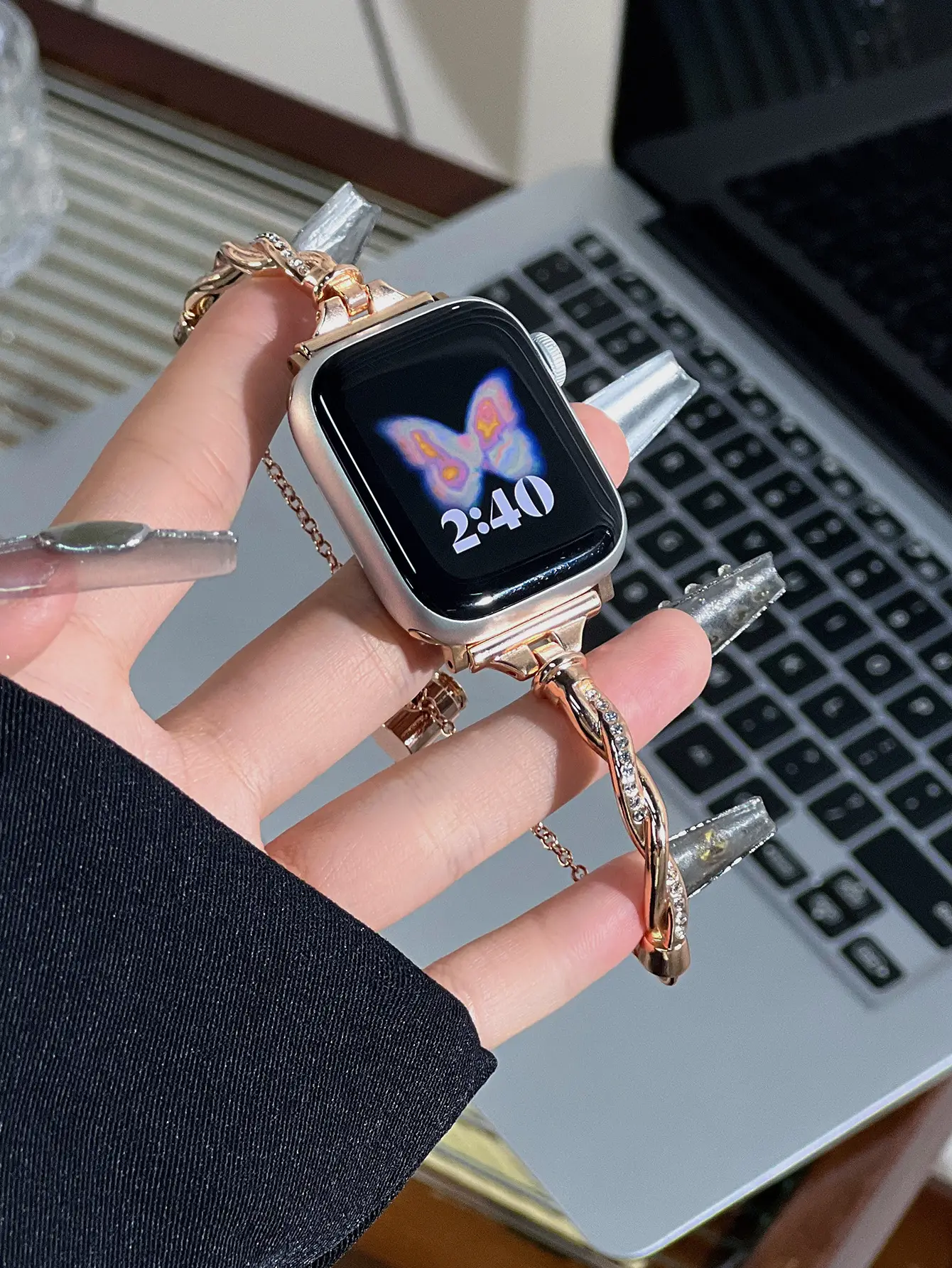 Stainless Steel Butterfly Watch Strap for Women — feature 21