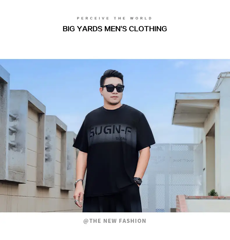 Men Black SUGN-F Ice Silk T-Shirt Plus Size — feature 12