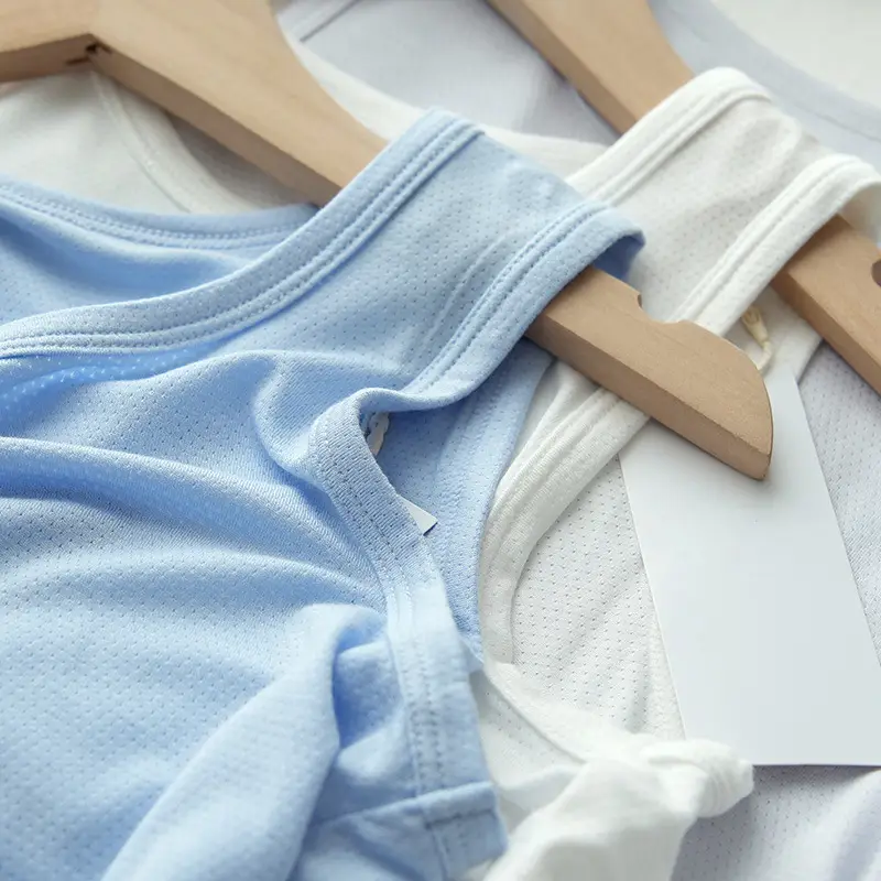 Children's Mesh Vest & Toddler Top Set Light Blue - Image 6