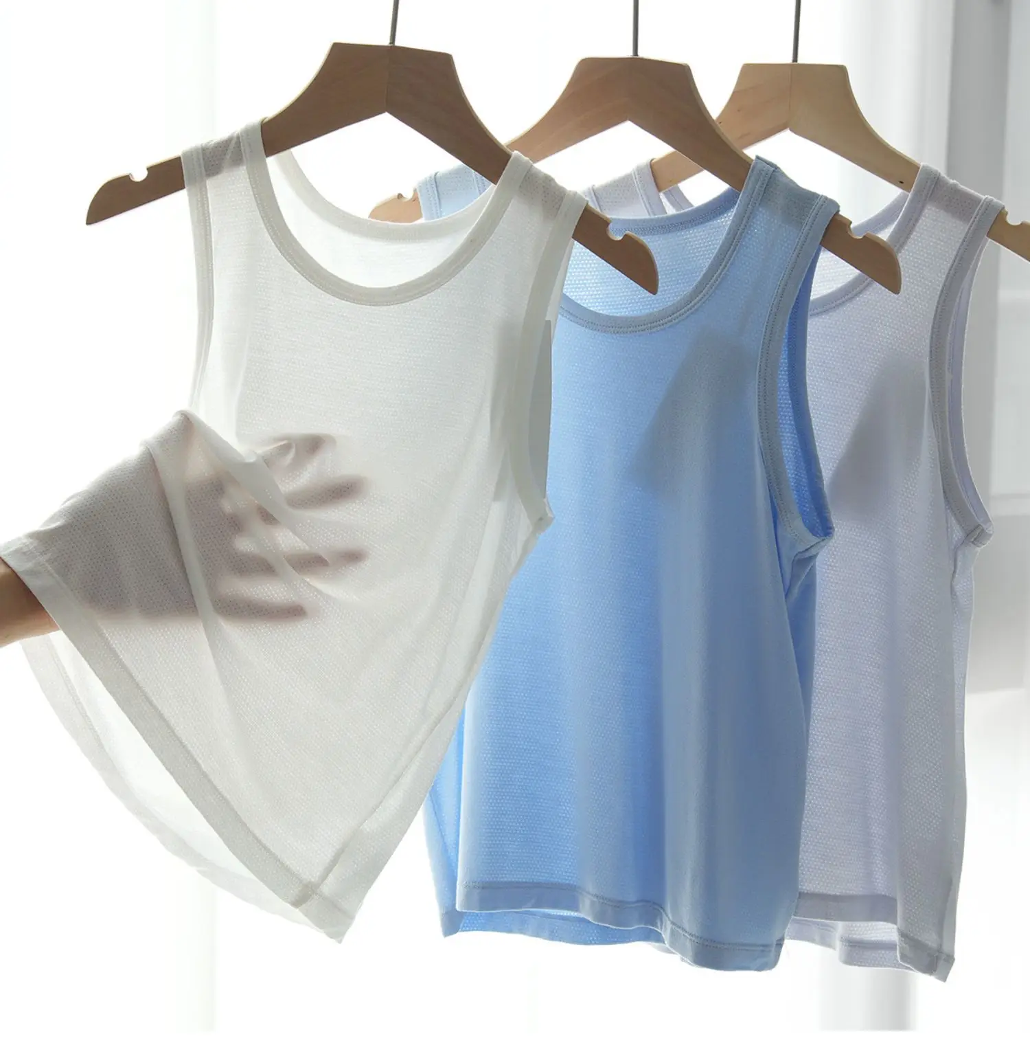 Children's Mesh Vest & Toddler Top Set Light Blue — feature 24