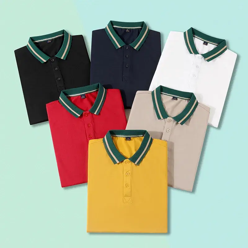 Yellow Polo Shirt with Green Trim for Men - Image 10