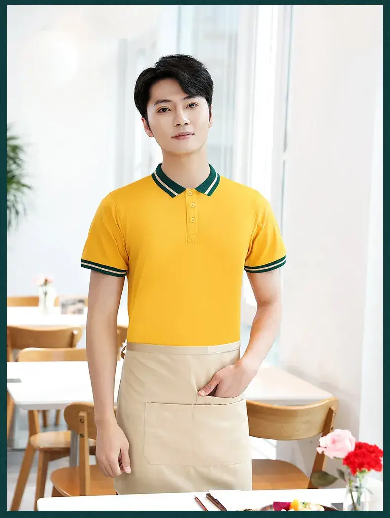 Yellow Polo Shirt with Green Trim for Men — feature 12