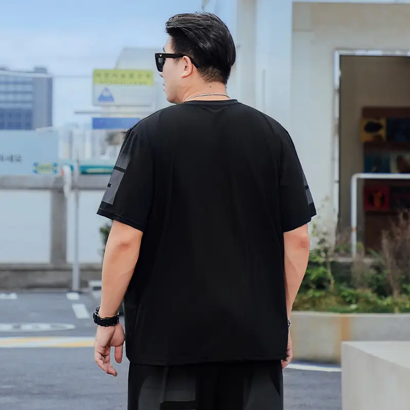 Men Black T-Shirt SUWAN Summer Plus Size - Image 3