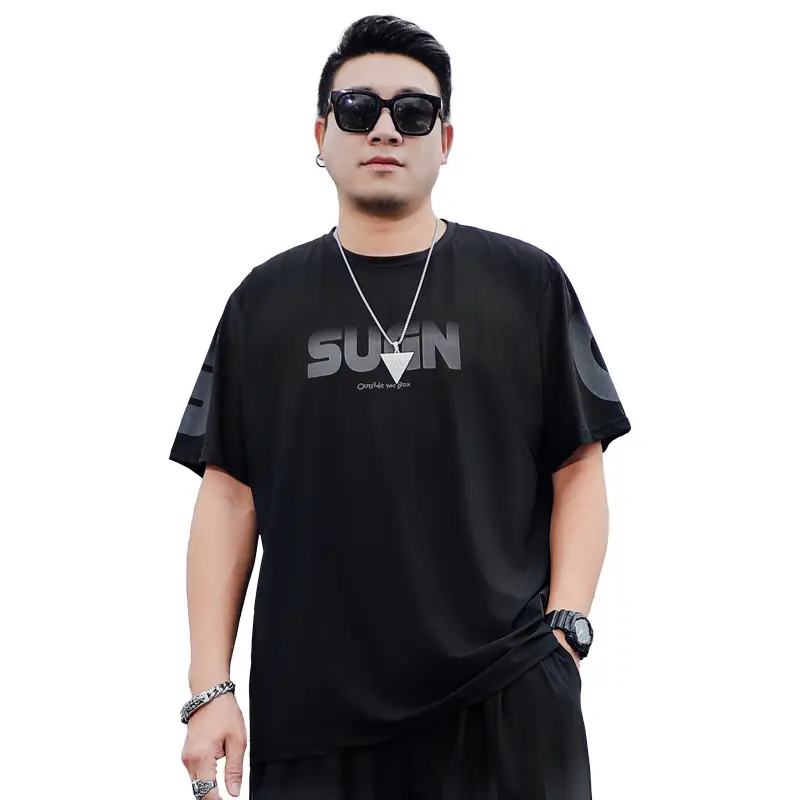 Men Black T-Shirt SUWAN Summer Plus Size - Image 6