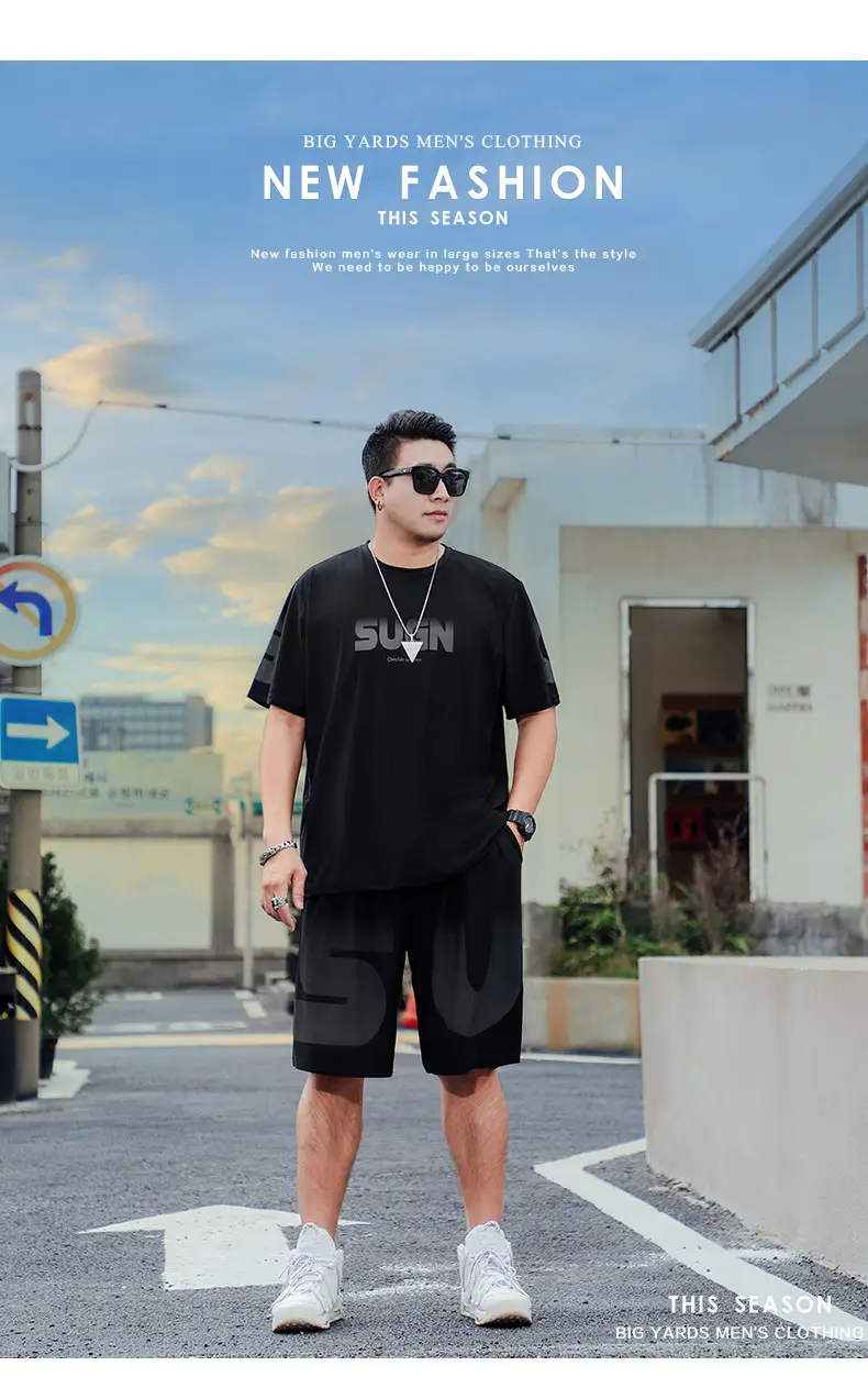 Men Black T-Shirt SUWAN Summer Plus Size — feature 11