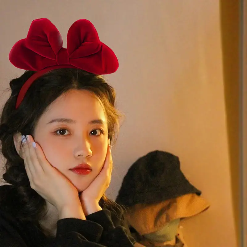 New Year Red Velvet Bow Headband for Women 2023 - Image 13