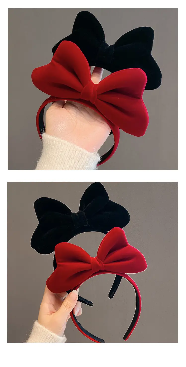 New Year Red Velvet Bow Headband for Women 2023 — feature 3