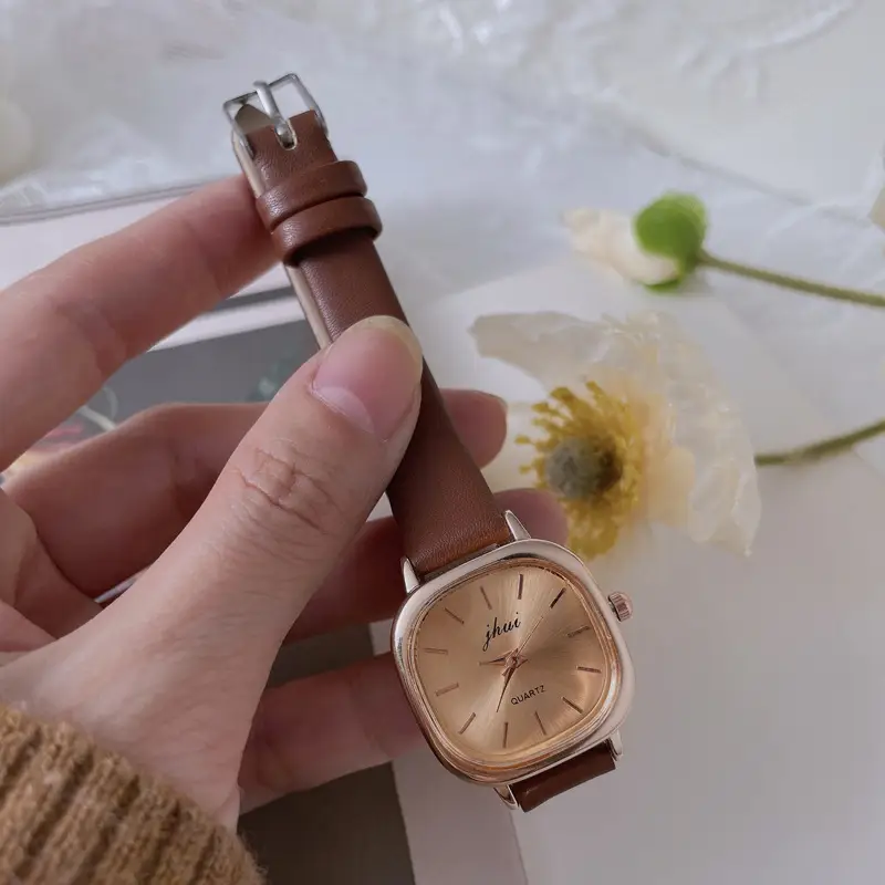 Korean Style Square Watch for Women with Elegant Quartz Band - Image 8