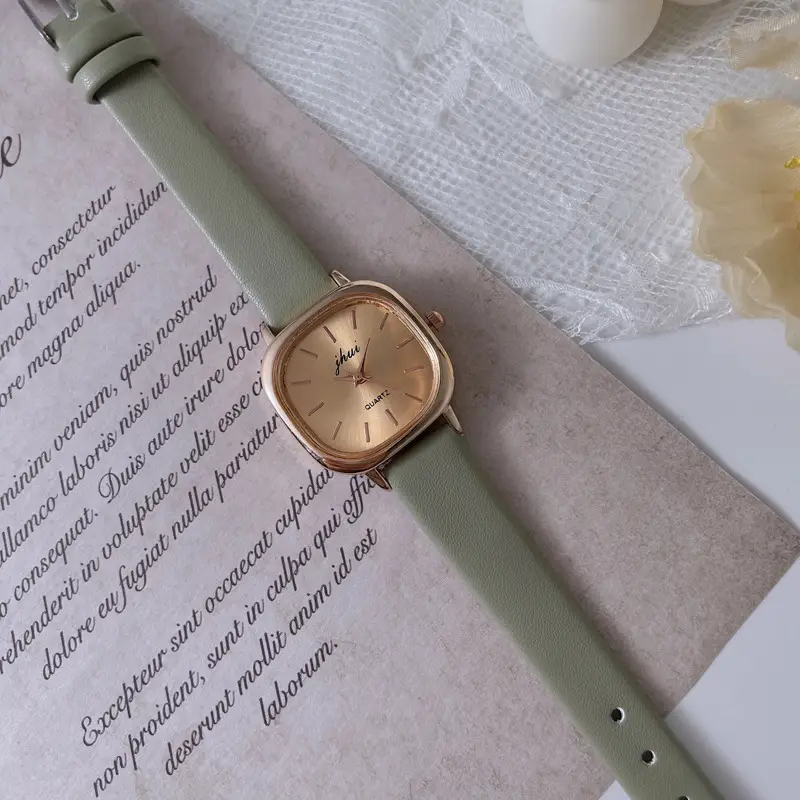Korean Style Square Watch for Women with Elegant Quartz Band - Image 3