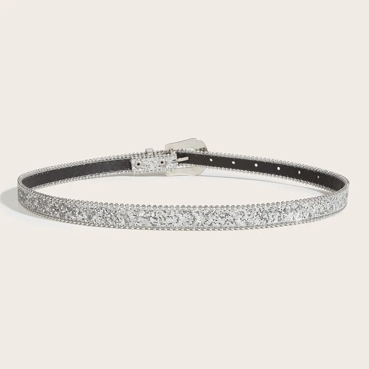 Carved Buckle Belt for Women with Sparkle Decoration - Image 4