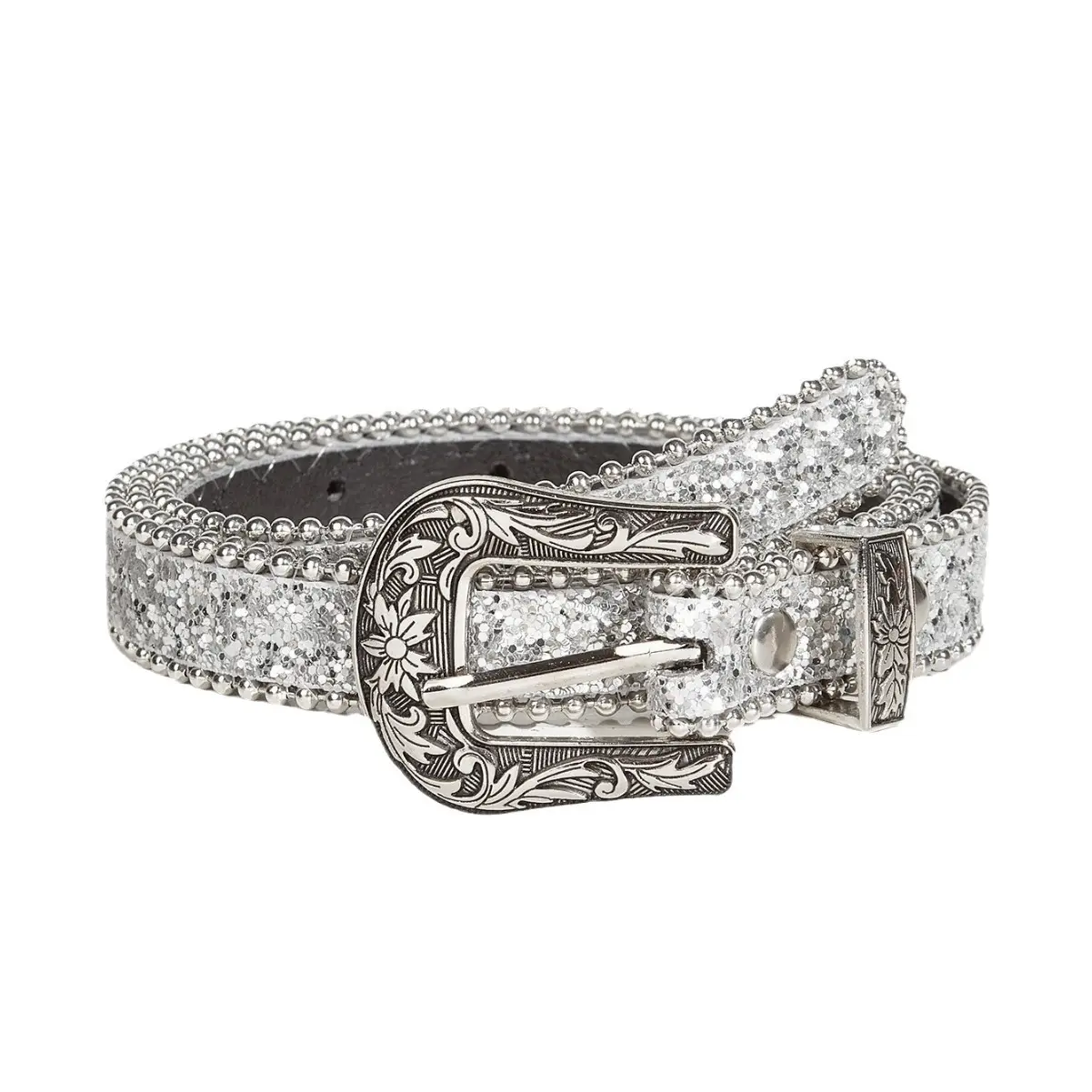 Carved Buckle Belt for Women with Sparkle Decoration - Image 6