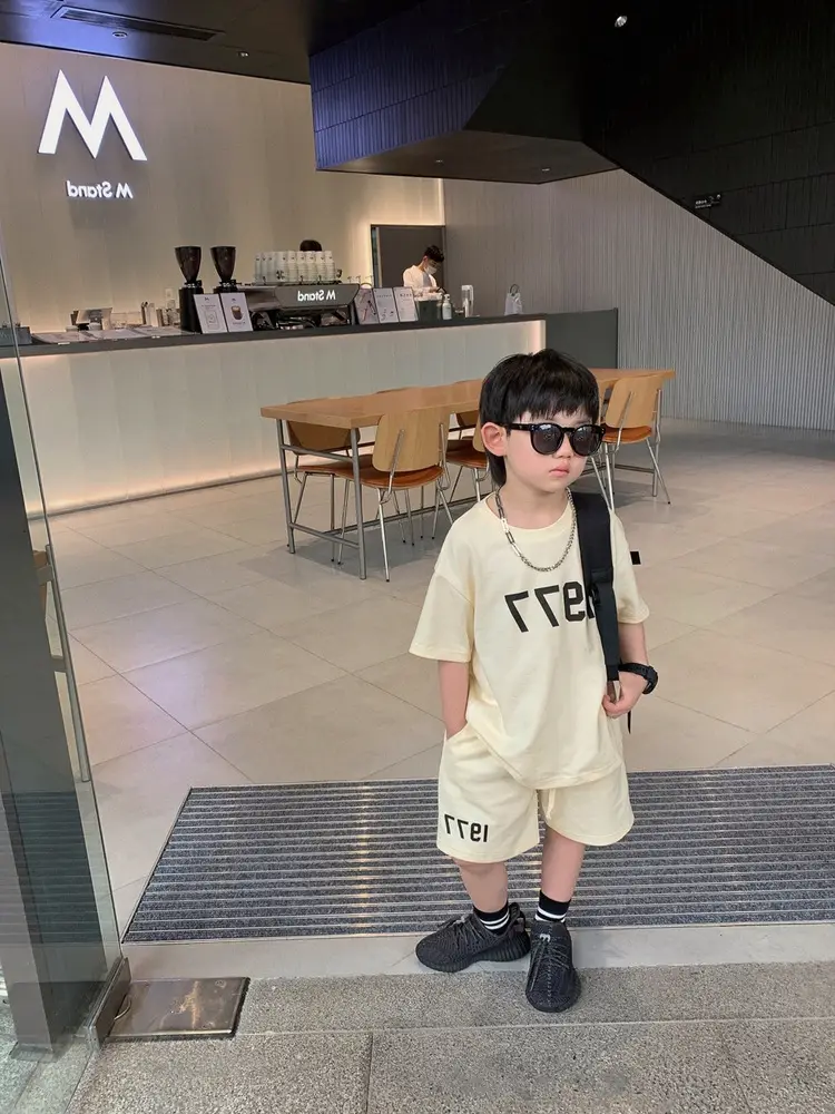 Boys Outfit Set Digital Print Shorts T-Shirt Set Size 26 — feature 1