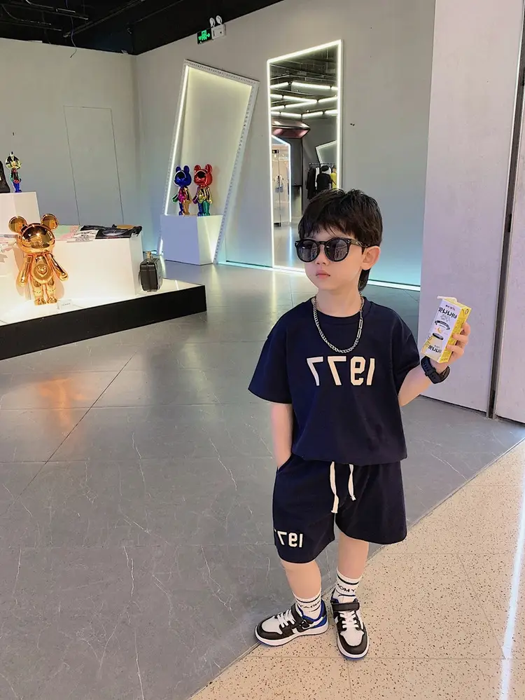 Boys Outfit Set Digital Print Shorts T-Shirt Set Size 26 — feature 10