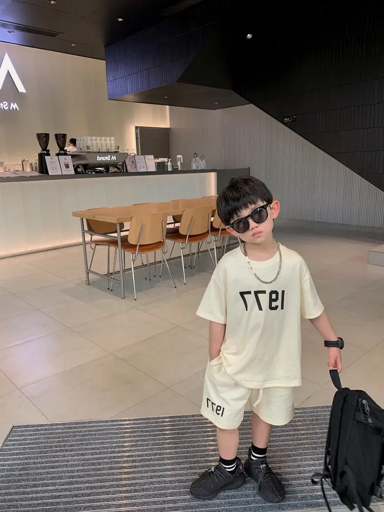 Boys Outfit Set Digital Print Shorts T-Shirt Set Size 26 — feature 5