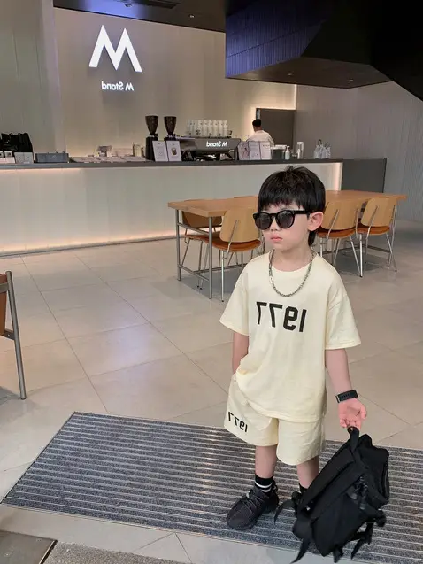 Boys Outfit Set Digital Print Shorts T-Shirt Set Size 26 — feature 6